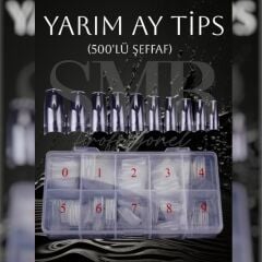 YARIM AY PROTEZ TİPS - ŞEFFAF - 500 LÜ