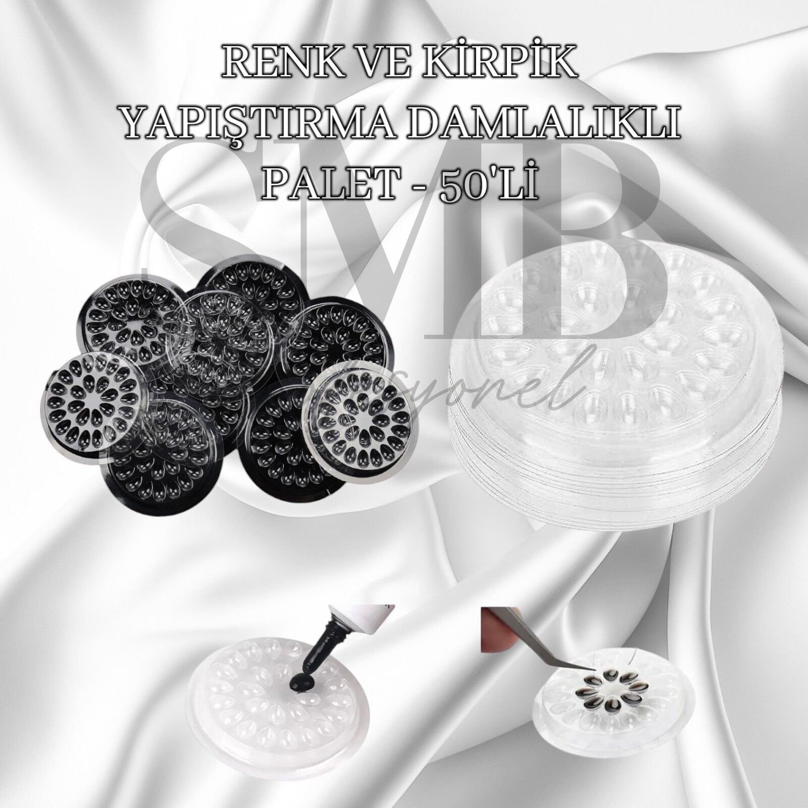 KİRPİK YAPIŞTIRMA DAMLALIKLI PALET - 50 Lİ