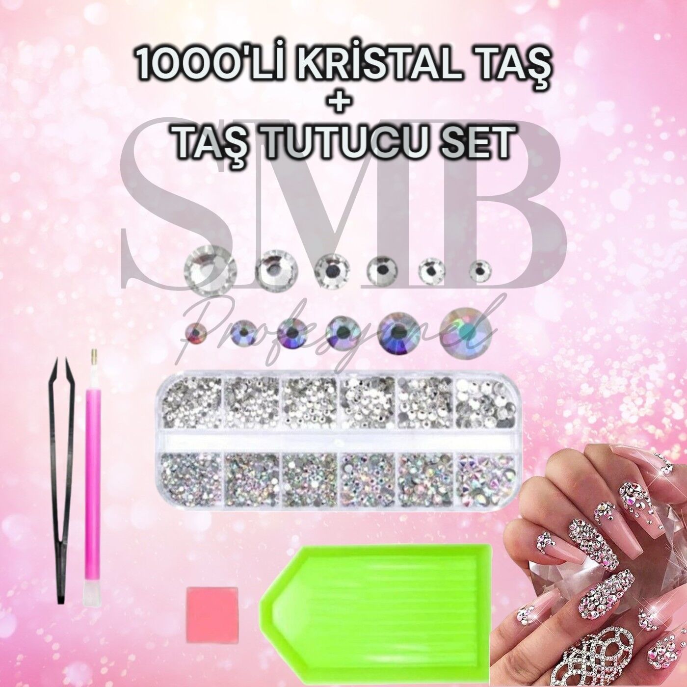 TAŞ TUTUCU SET + 1000 Lİ CRYSTAL TAŞ