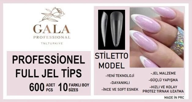 SOFT JEL TİPS 600 LÜ PAKET - STİLETTO MODEL
