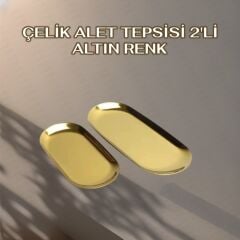 ÇELİK ALET TEPSİSİ 2 Lİ - ALTIN RENK