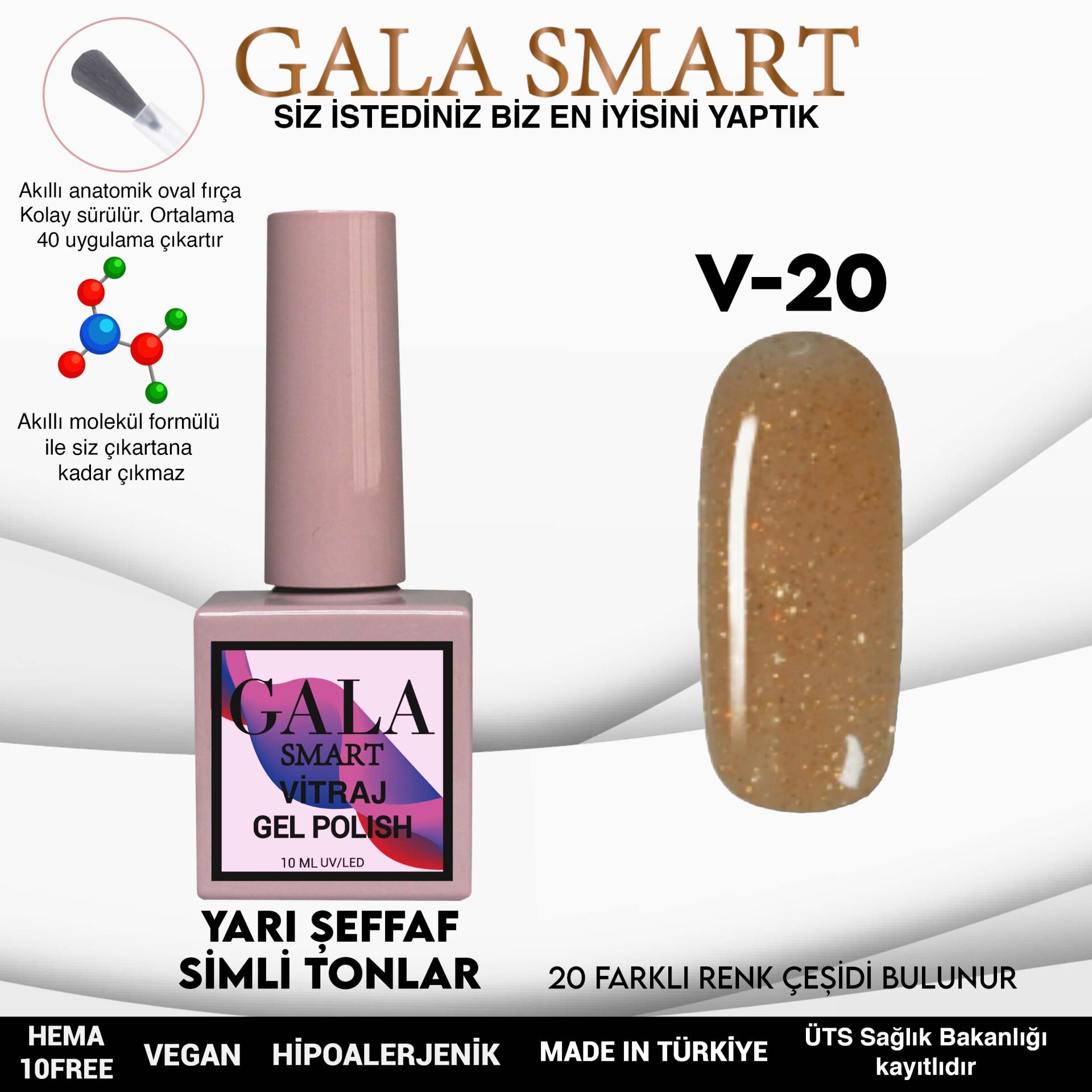 GALA SMART VİTRAJ KALICI OJE 10 ml V20