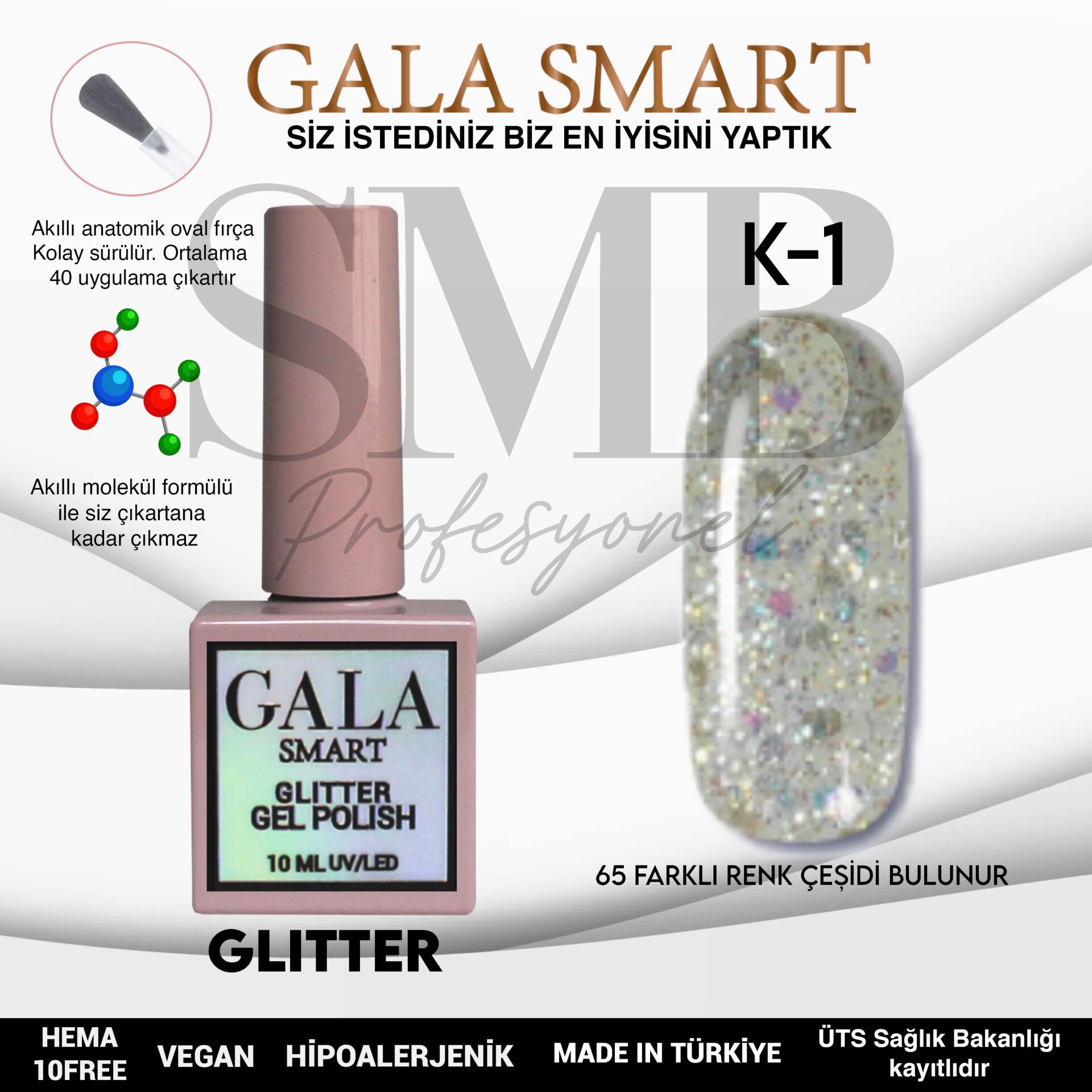GALA SMART GLİTTER KALICI OJE 10 ml K-01