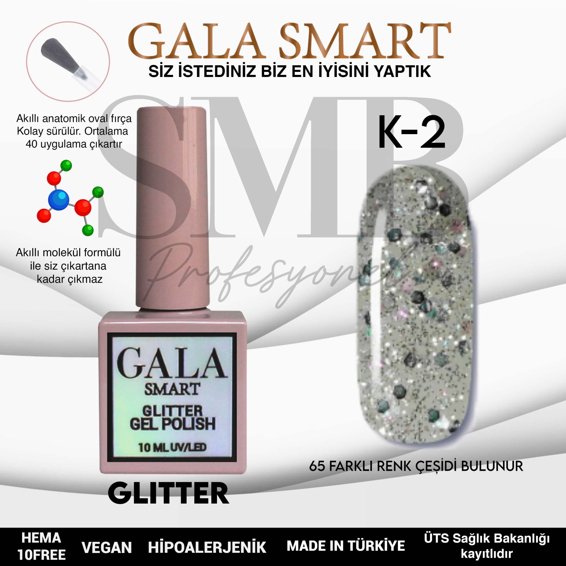 GALA SMART GLİTTER KALICI OJE 10 ml K-02