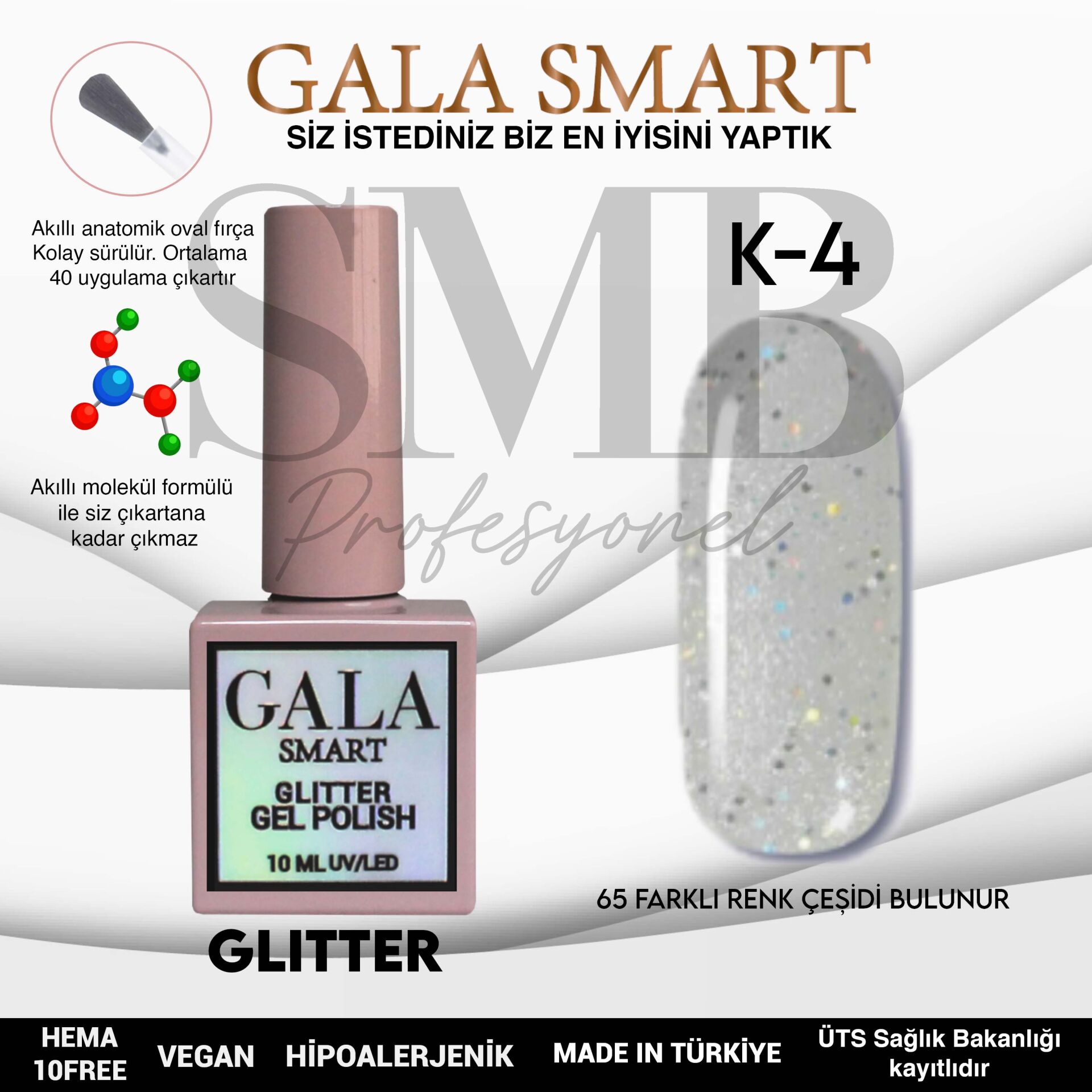 GALA SMART GLİTTER KALICI OJE 10 ml K-04