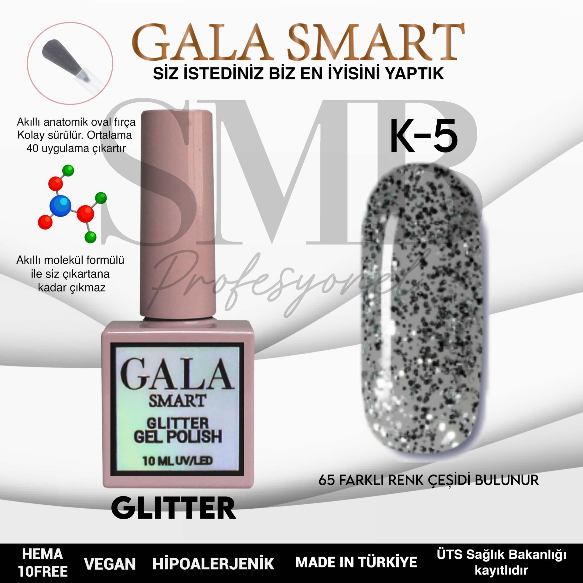 GALA SMART GLİTTER KALICI OJE 10 ml K-05