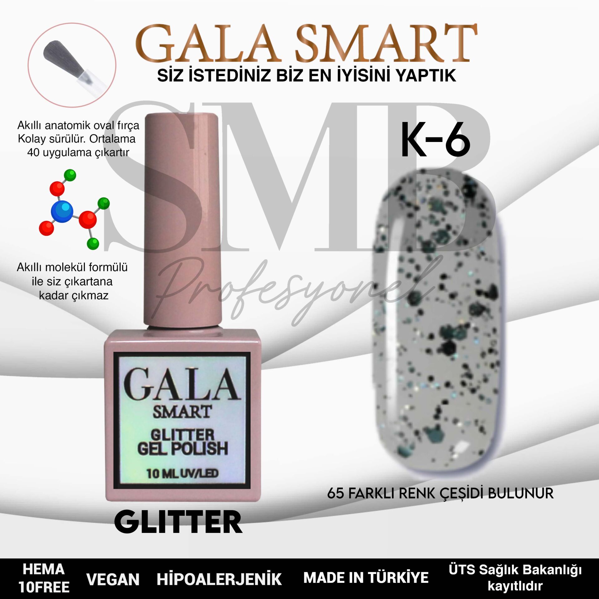 GALA SMART GLİTTER KALICI OJE 10 ml K-06