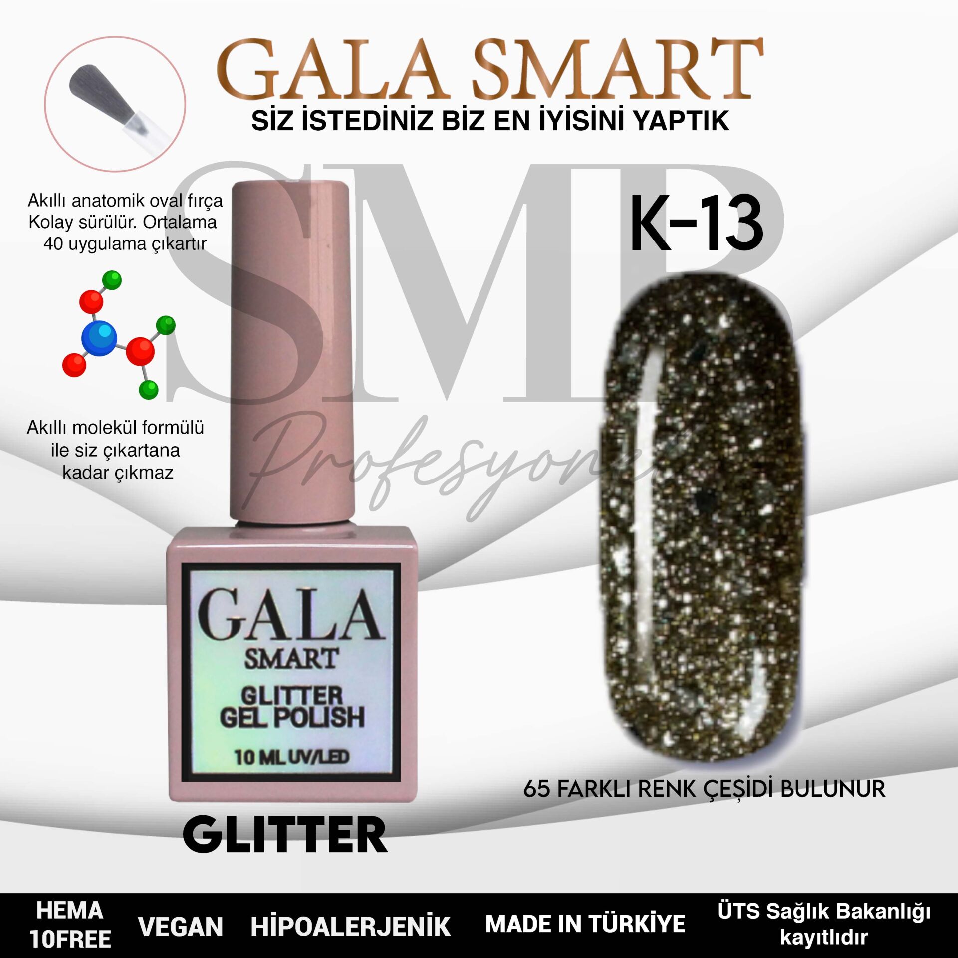 GALA SMART GLİTTER KALICI OJE 10 ml K-13