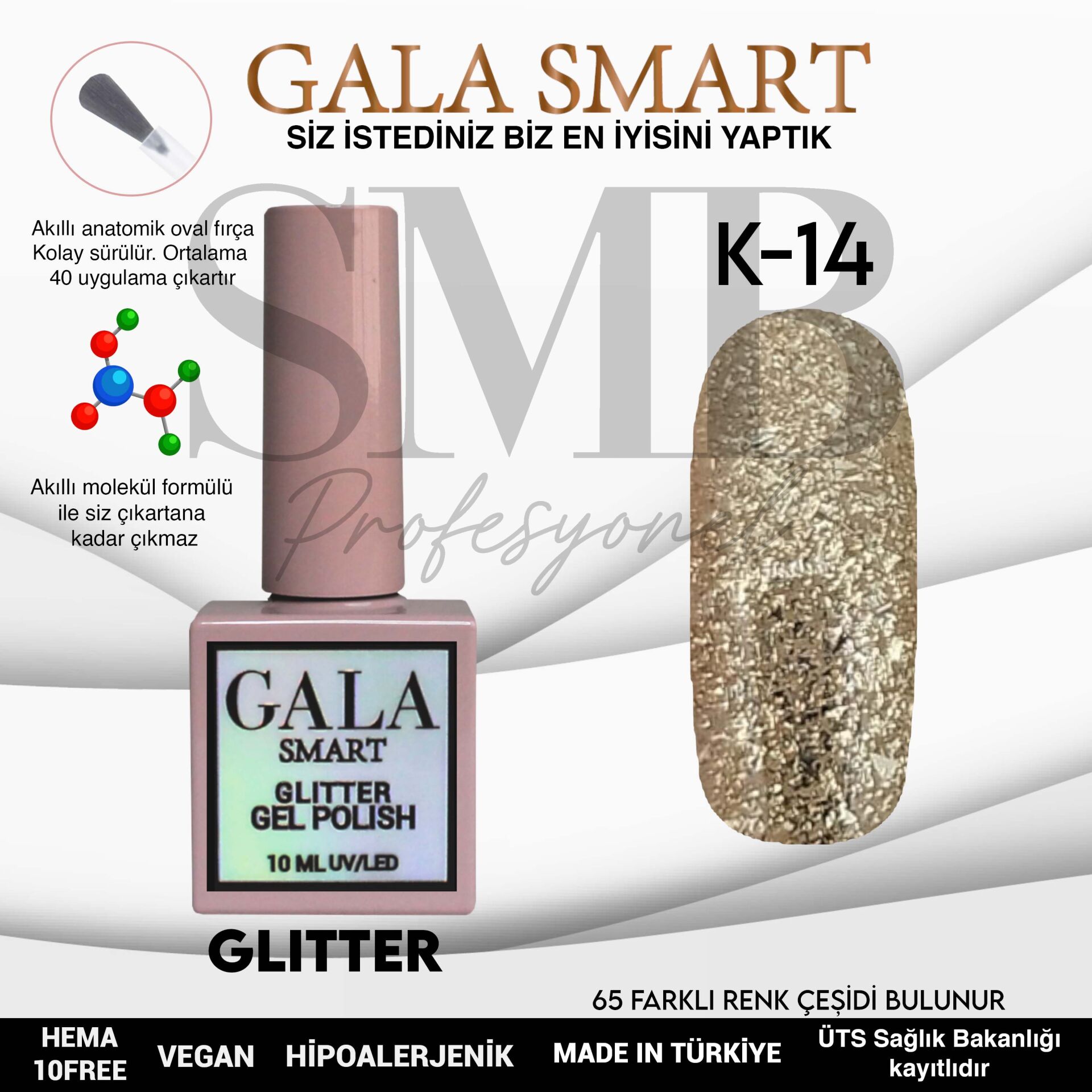 GALA SMART GLITTER KALICI OJE 10 mle K14