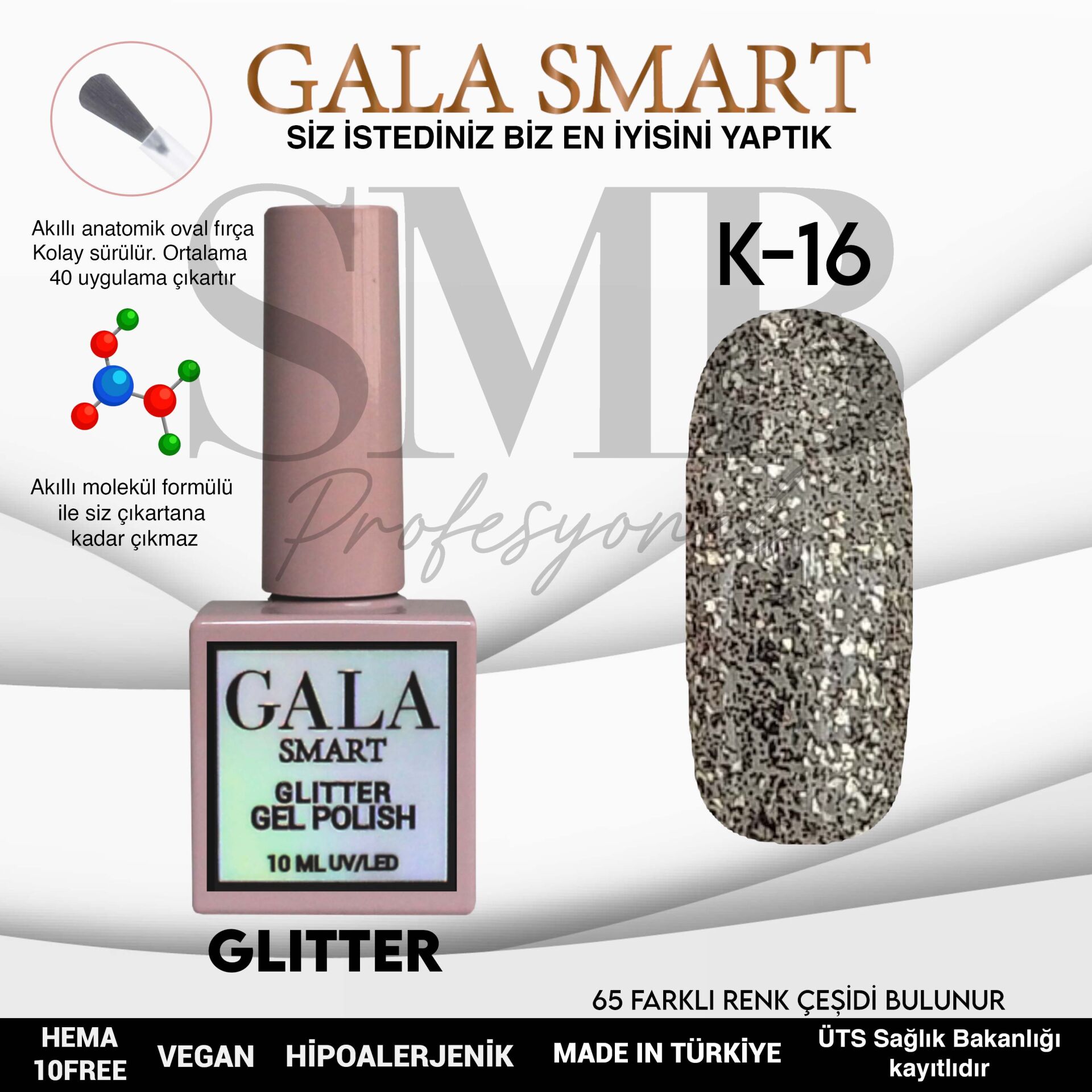 GALA SMART GLITTER KALICI OJE 10 mle K16