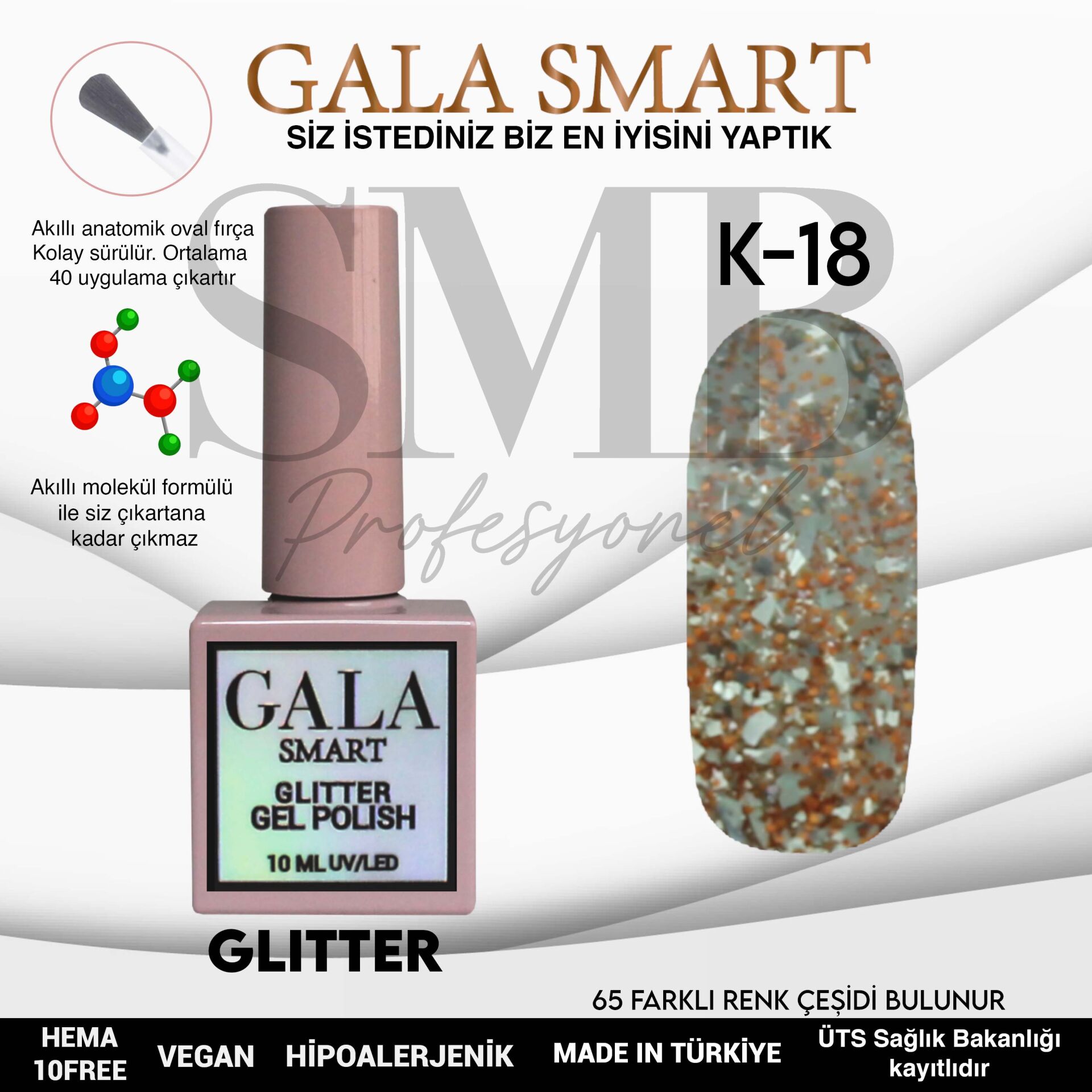 GALA SMART GLITTER KALICI OJE 10 mle K18