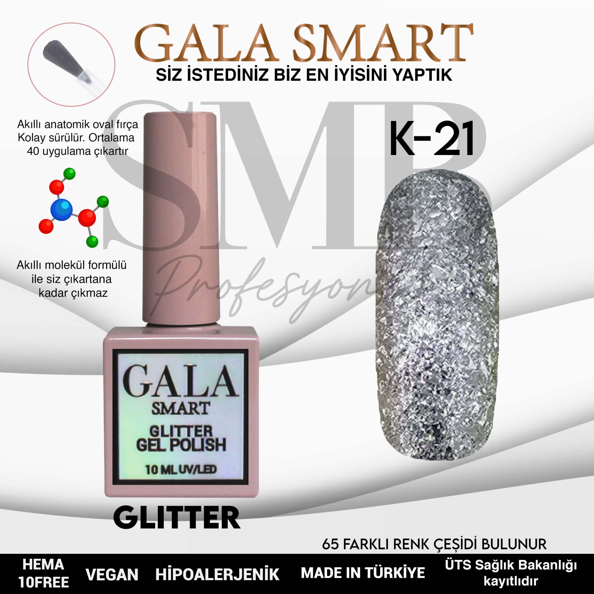 GALA SMART GLITTER KALICI OJE 10 mle K21