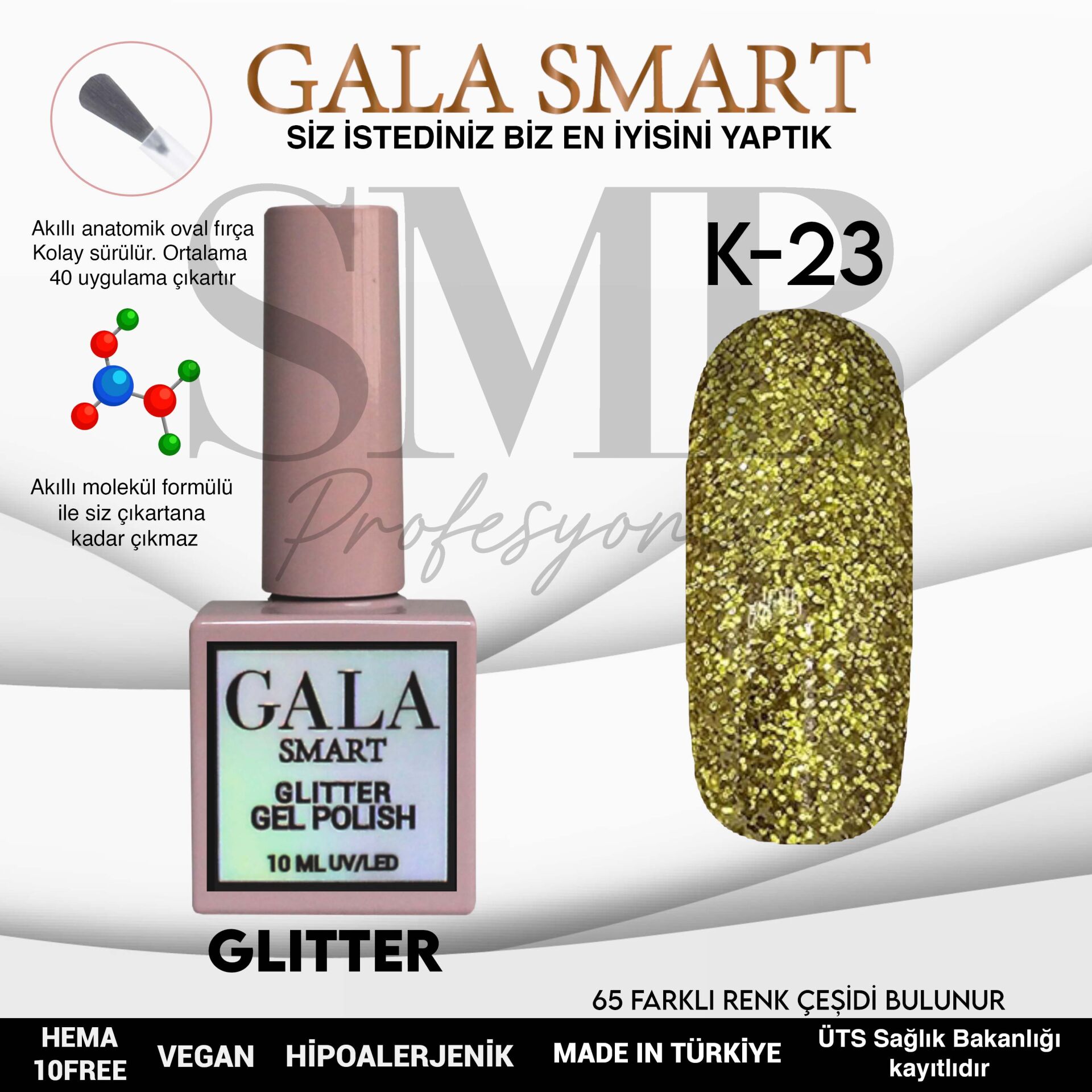 GALA SMART GLITTER KALICI OJE 10 mle K23
