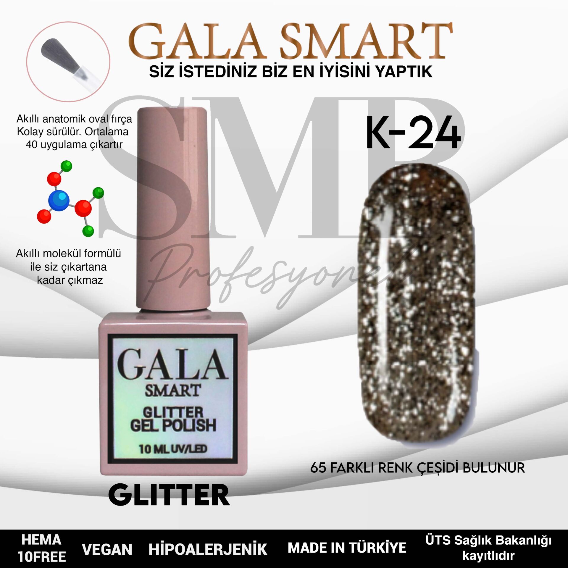 GALA SMART GLITTER KALICI OJE 10 mle K24