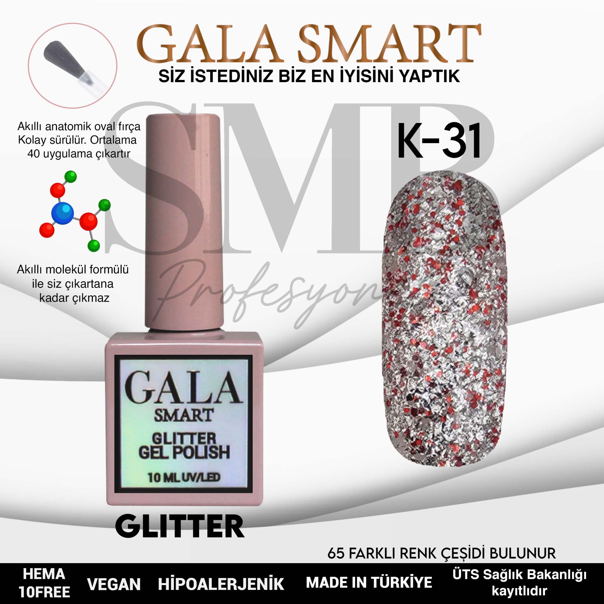 GALA SMART GLITTER KALICI OJE 10 mle K31