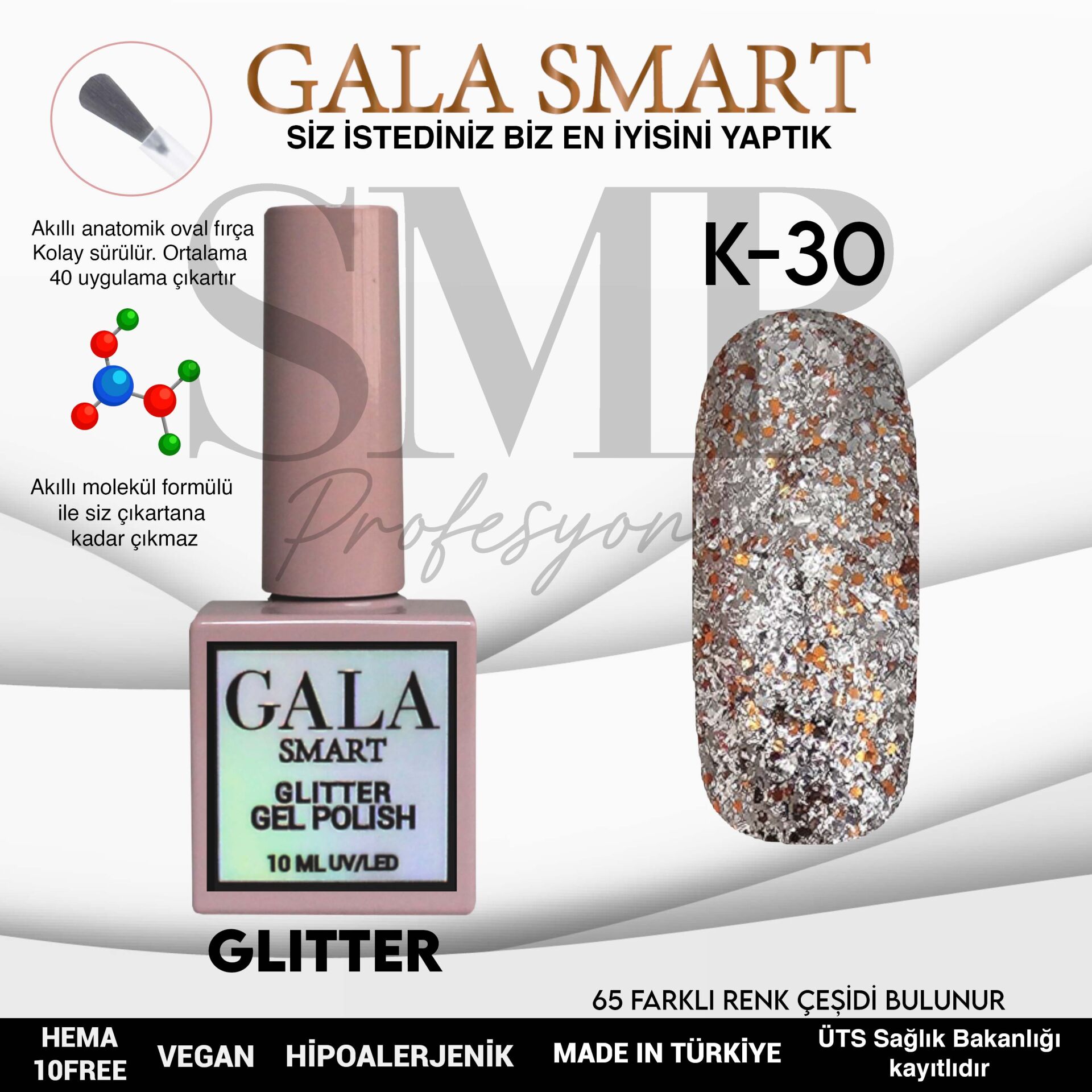 GALA SMART GLITTER KALICI OJE 10 mle K30