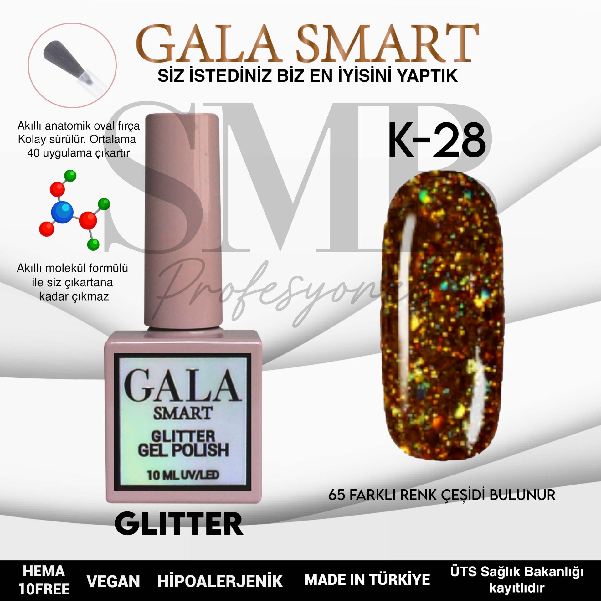 GALA SMART GLITTER KALICI OJE 10 mle K28