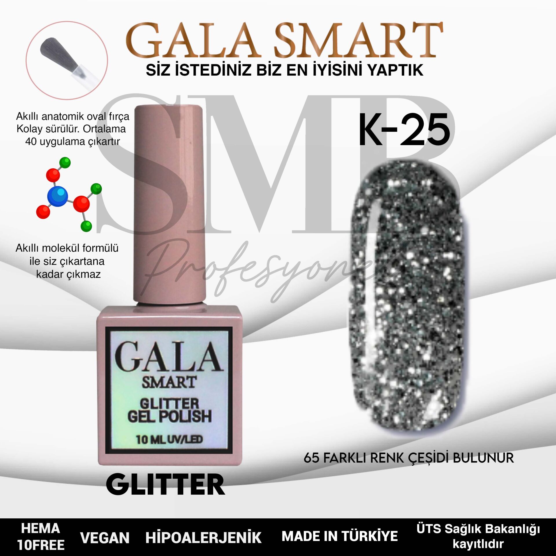 GALA SMART GLITTER KALICI OJE 10 mle K25