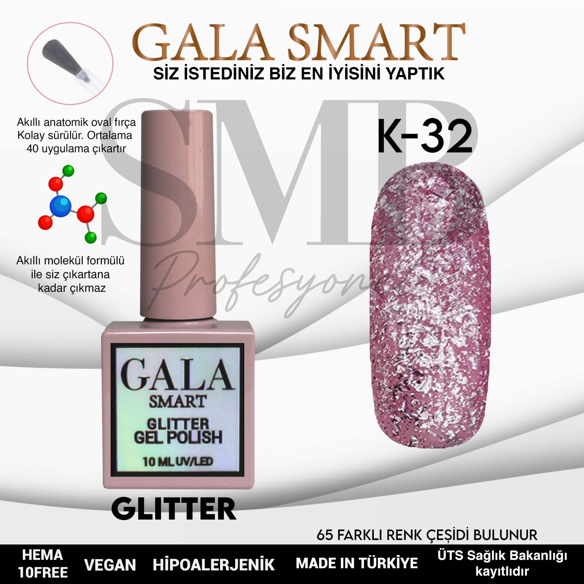 GALA SMART GLITTER KALICI OJE 10 mle K32