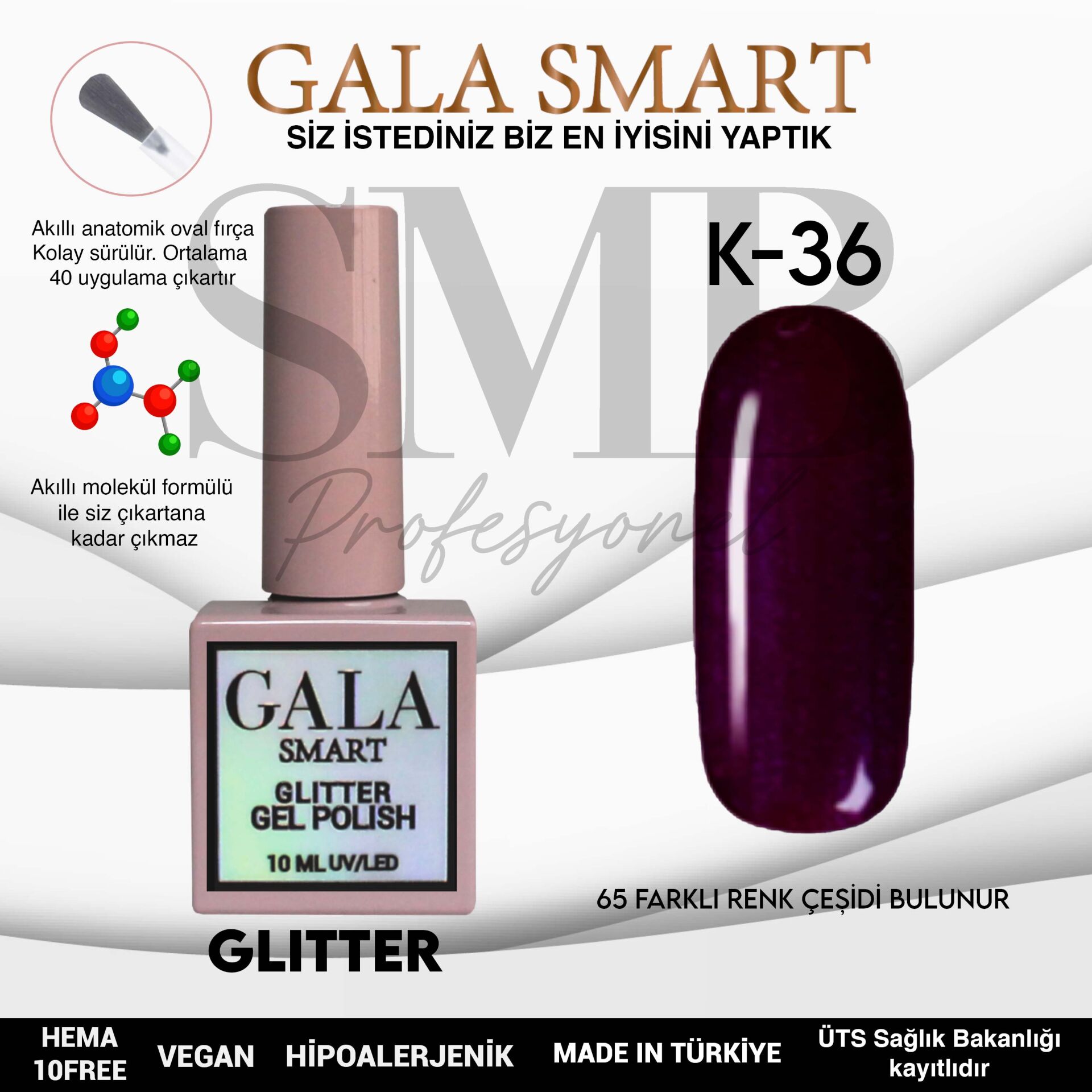GALA SMART GLITTER KALICI OJE 10 mle K36