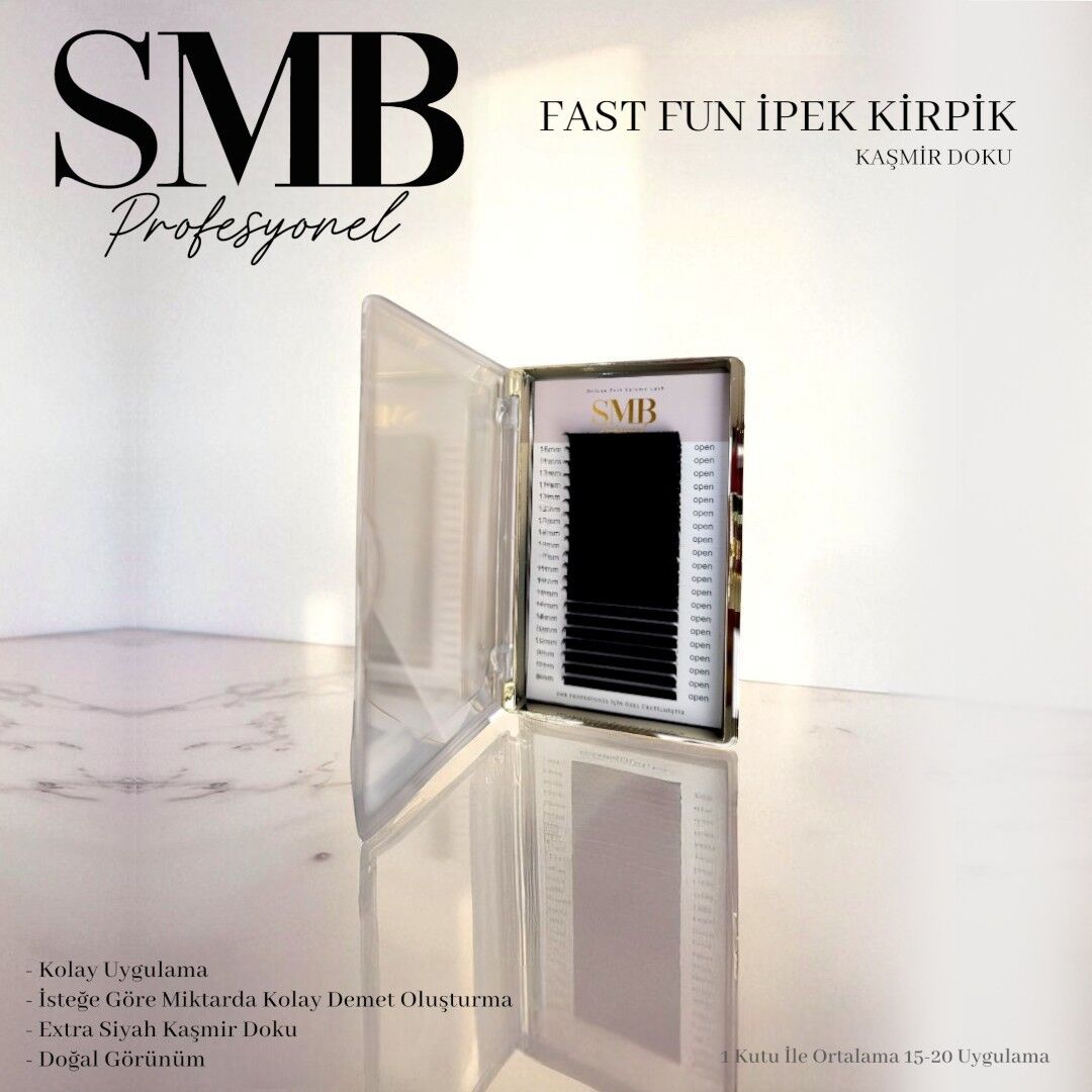 SMB PROFESYONEL FAST FUN KOLAY VOLUME İPEK KİRPİK 0.10 D 15MM TEK BOY