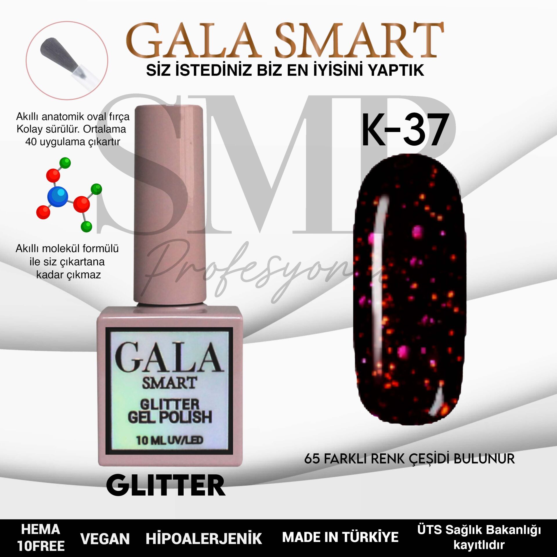 GALA SMART GLITTER KALICI OJE 10 mle K37