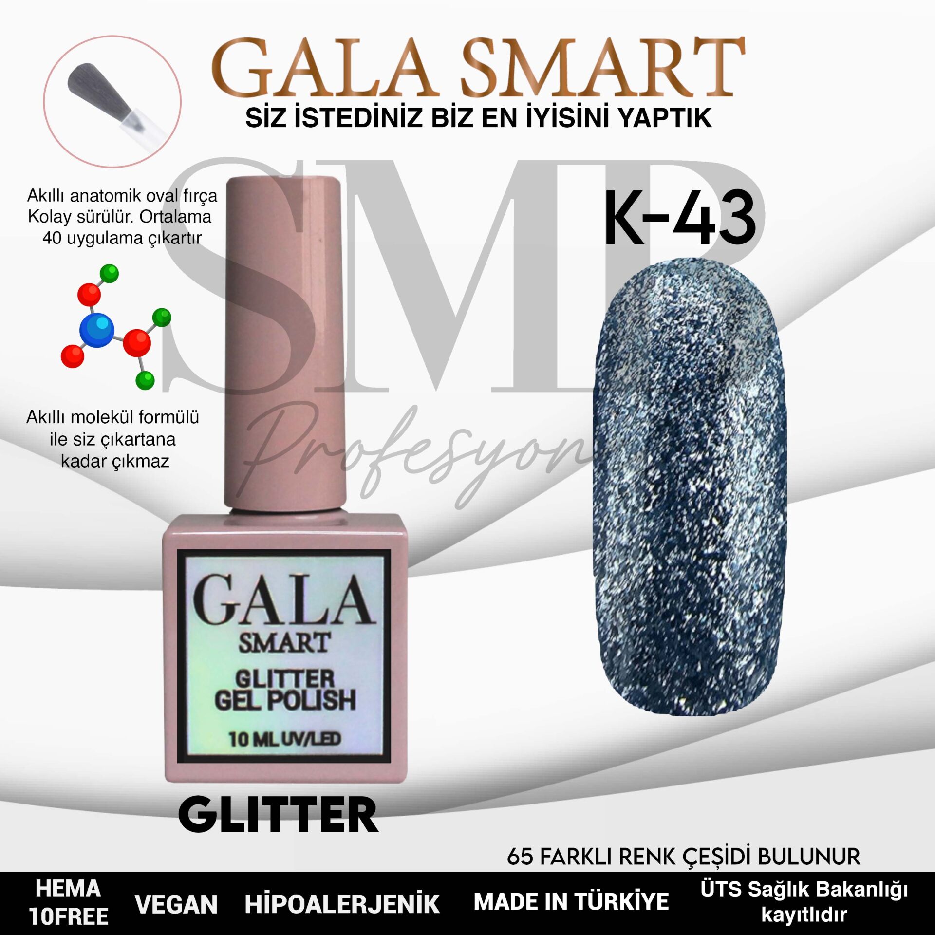 GALA SMART GLITTER KALICI OJE 10 mle K43