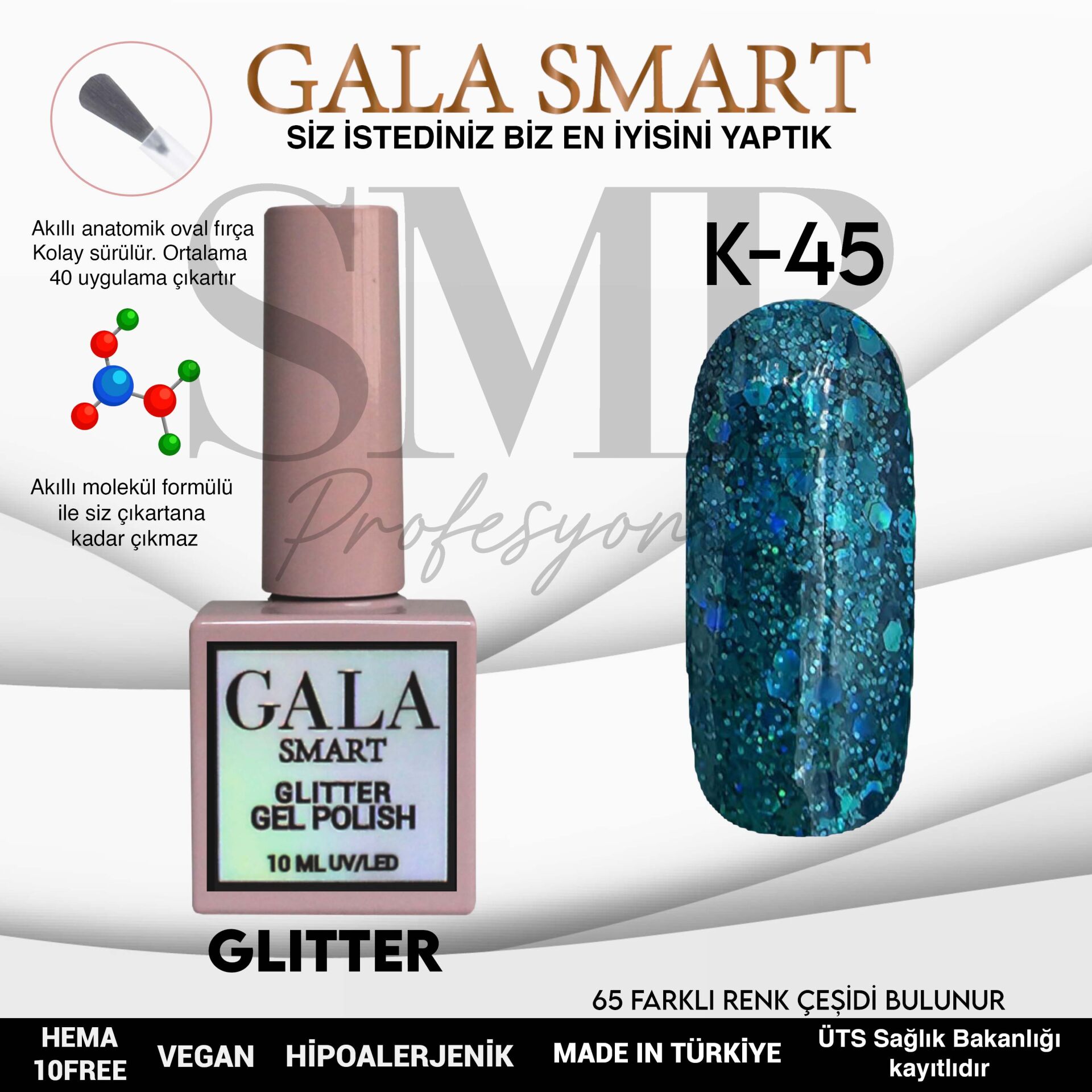 GALA SMART GLITTER KALICI OJE 10 mle K45