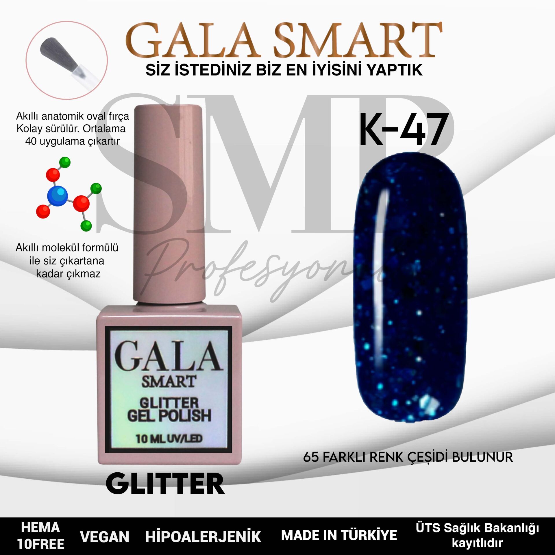 GALA SMART GLITTER KALICI OJE 10 mle K47