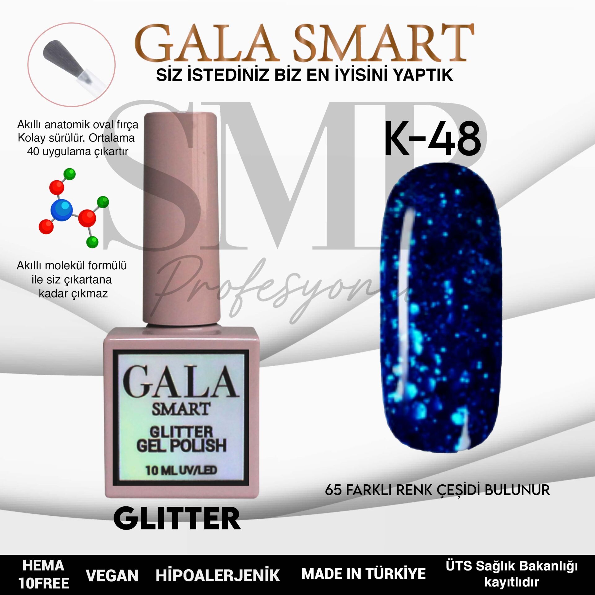 GALA SMART GLITTER KALICI OJE 10 mle K48