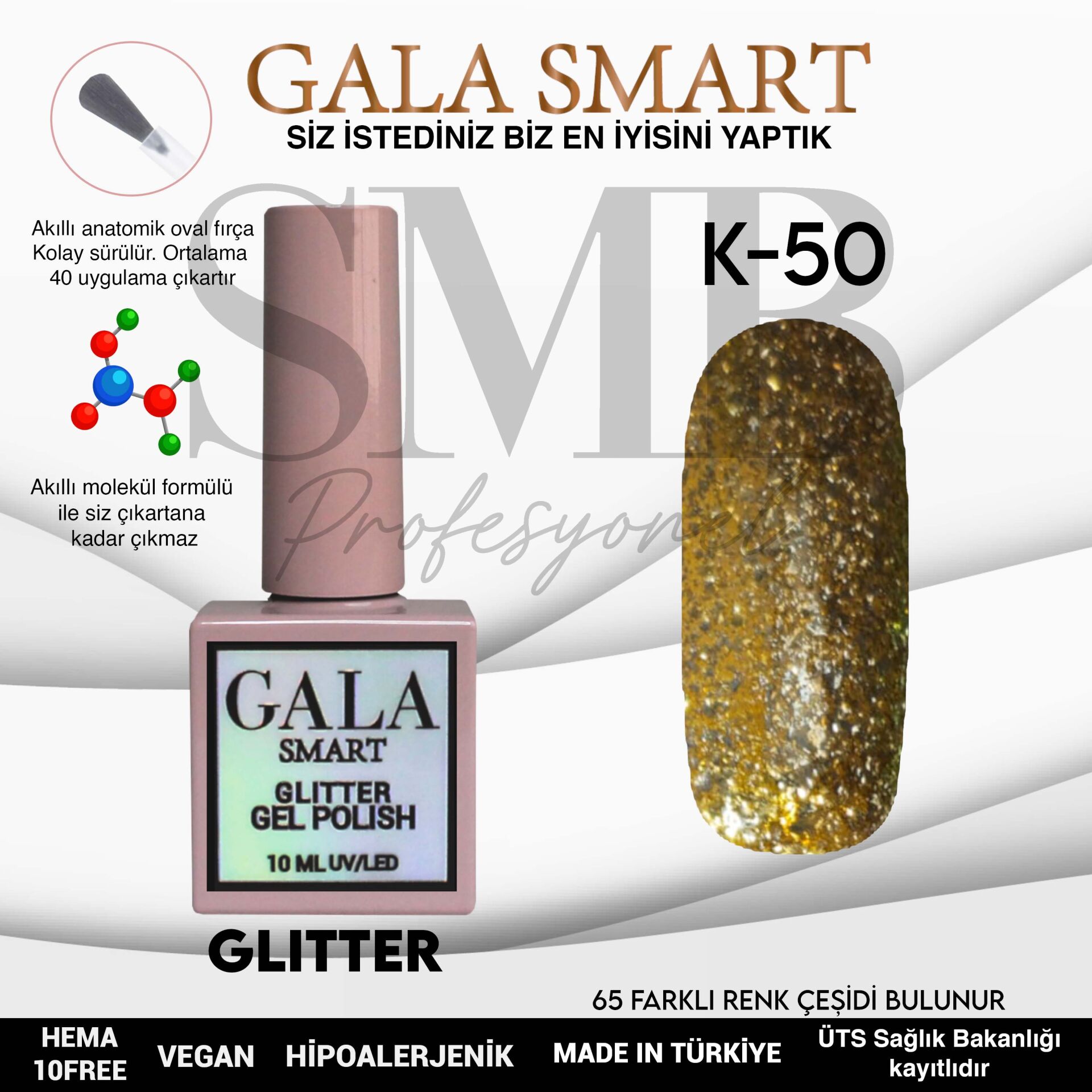 GALA SMART GLITTER KALICI OJE 10 mle K50