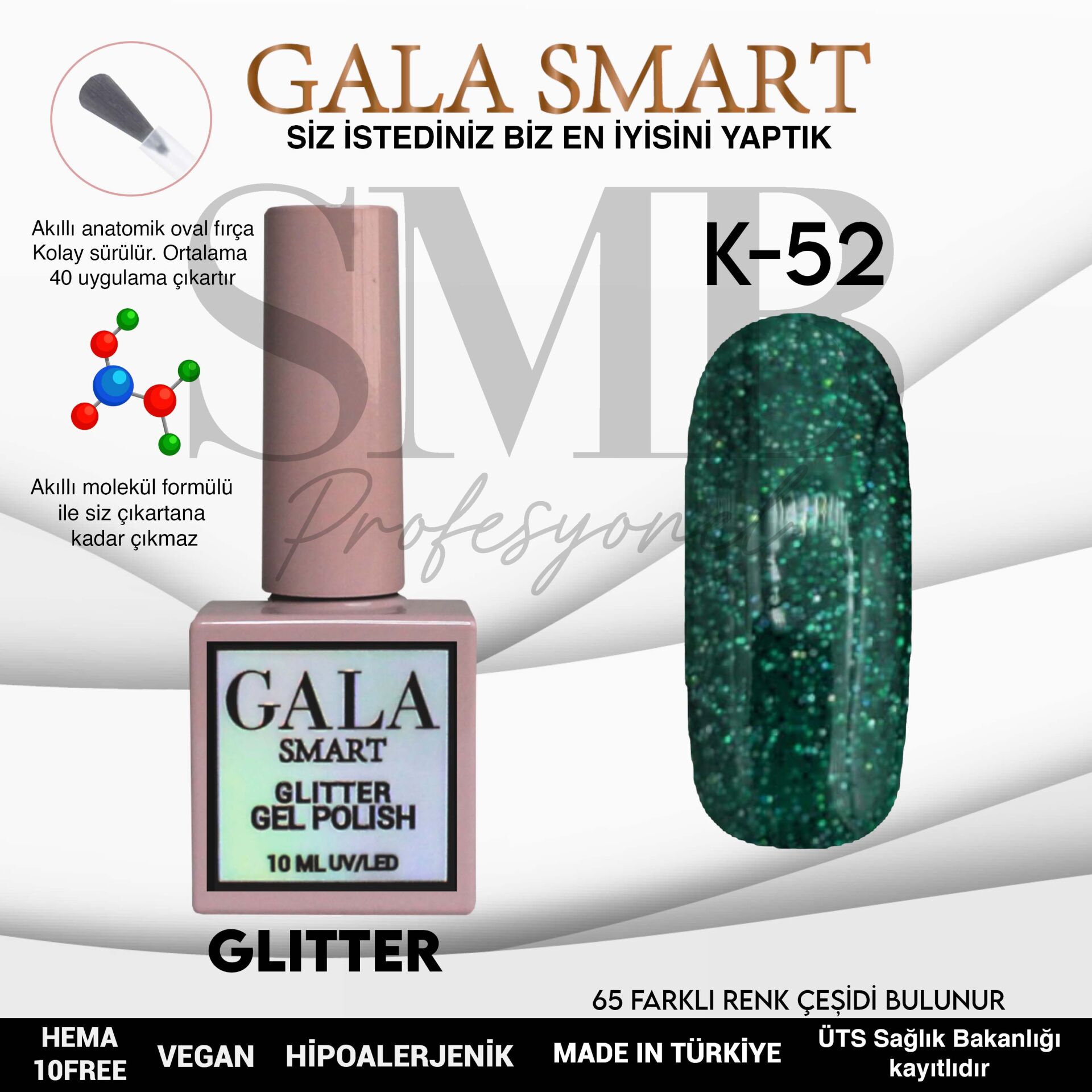 GALA SMART GLITTER KALICI OJE 10 mle K52