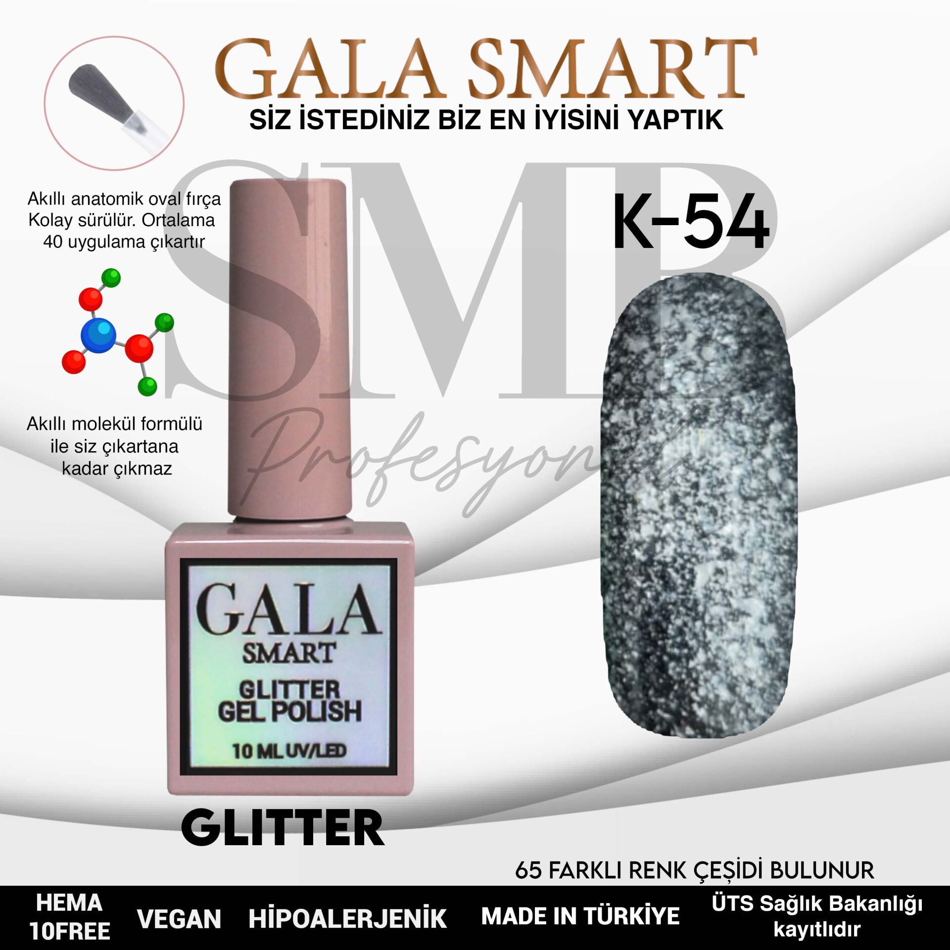 GALA SMART GLITTER KALICI OJE 10 mle K54