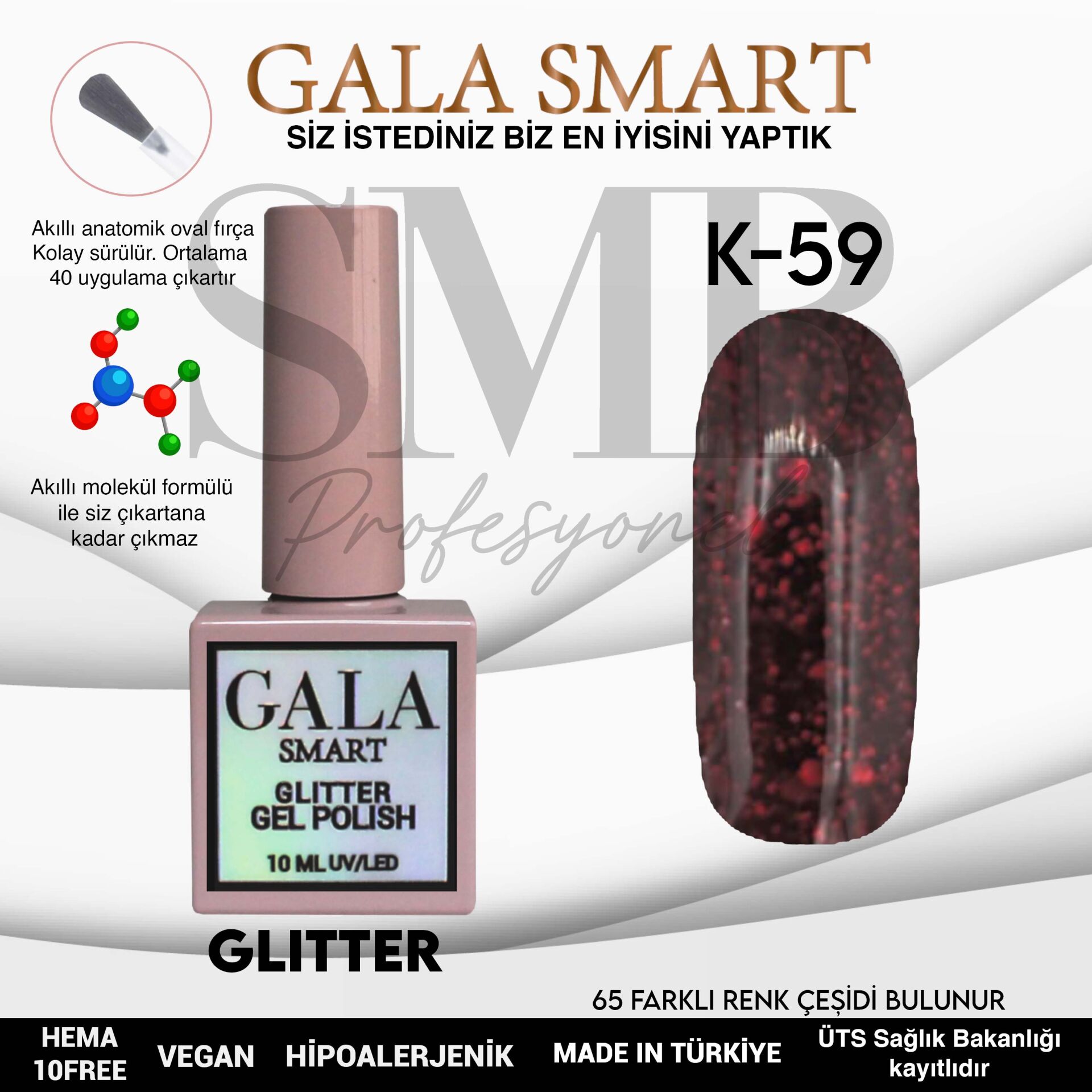 GALA SMART GLITTER KALICI OJE 10 mle K59