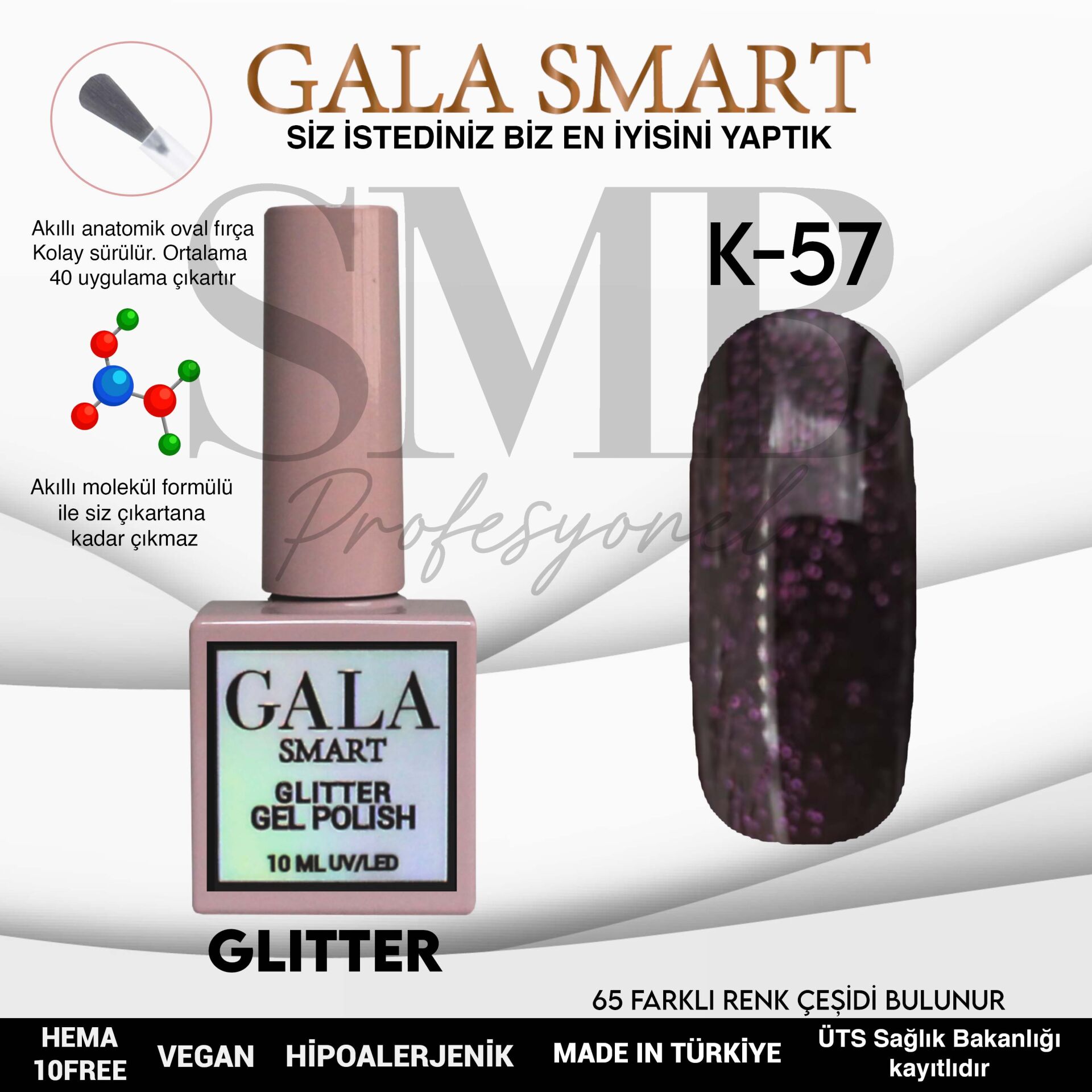 GALA SMART GLITTER KALICI OJE 10 mle K57