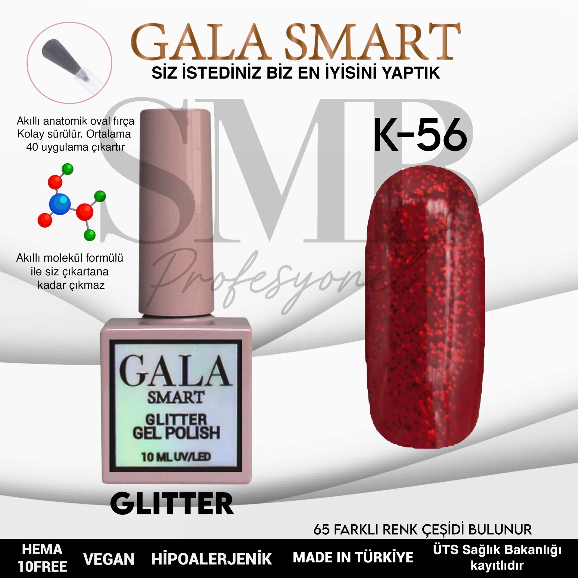 GALA SMART GLITTER KALICI OJE 10 mle K56